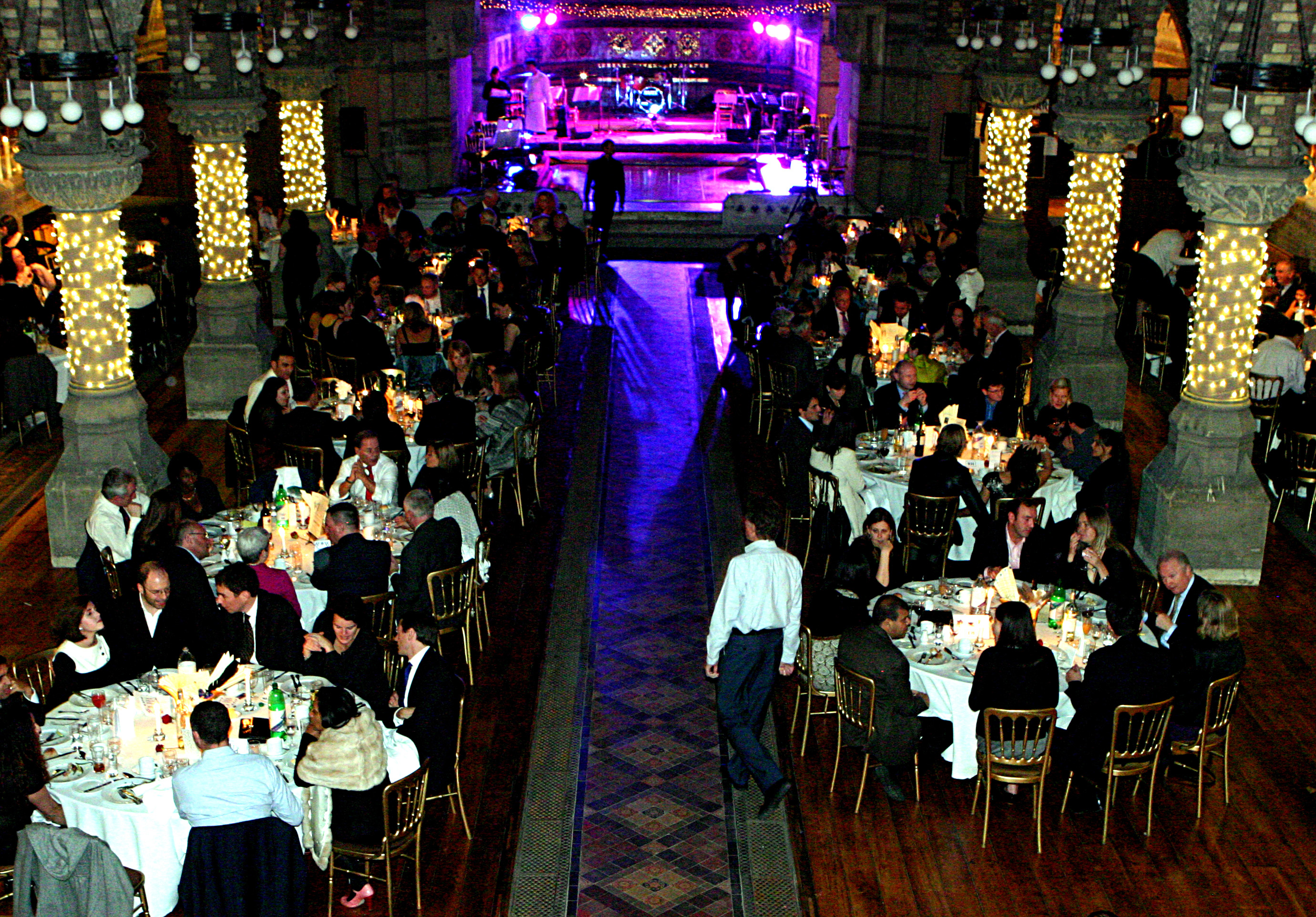 A wonderful view of the hall fully fitted out with tables for a function